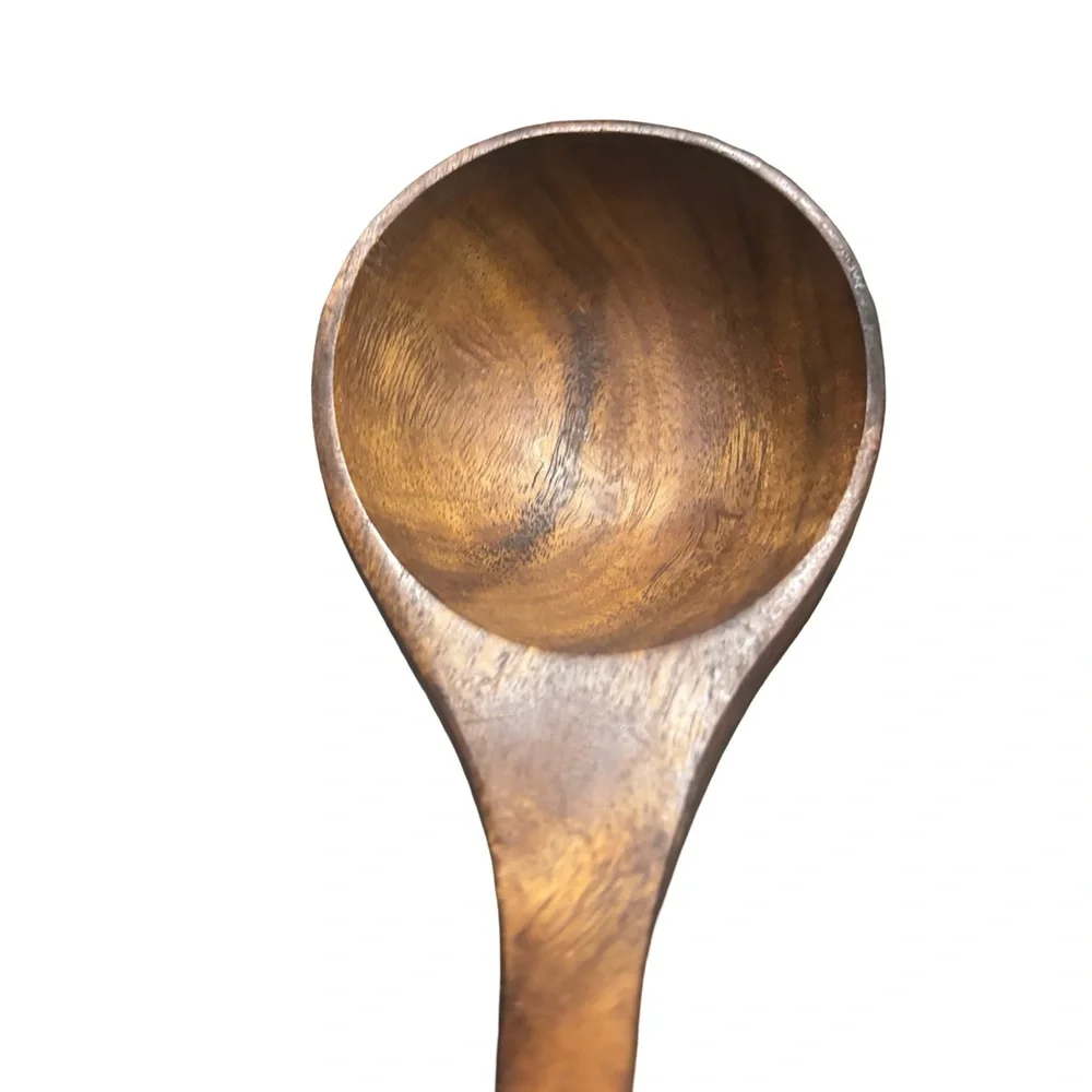 Handcrafted Wooden Serving Ladle - Brown